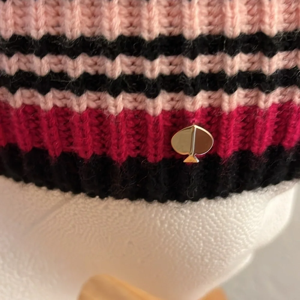 KATE SPADE NEW YORK NWT Pink Striped Beanie - OS
